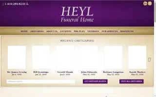 Heyl Funeral Home website