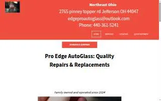 Pro Edge Autoglass of Ashtabula website