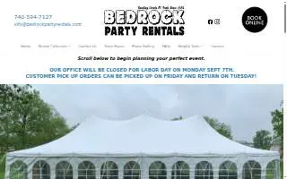 Bedrock Party Rentals website