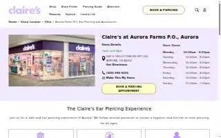 Claire's of Aurora website