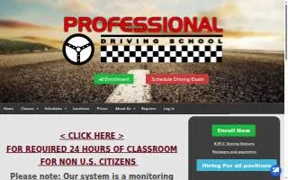 Professional Driving School of Avon website