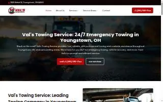 Val's Towing Service of Boardman website