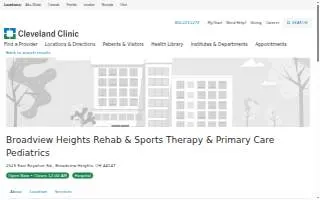 Cleveland Clinic Broadview Heights Rehab & Sports Therapy & Primary Care Pediatrics website