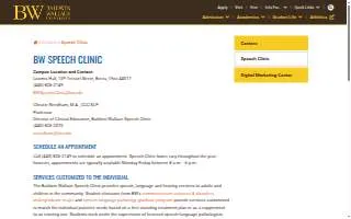 Baldwin Wallace University Speech Clinic website