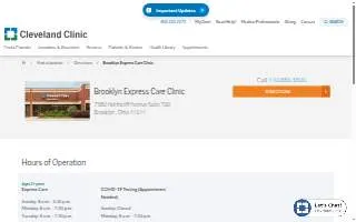 Cleveland Clinic Brooklyn Express Care Clinic website