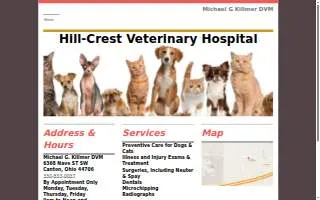 Hill-Crest Veterinary Hospital website