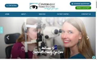 Centerville Family Eye Care website