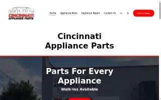 Cincinnati Appliance Parts & Repair website