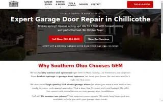 GEM Garage Door Repair of Circleville website