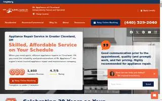 Cleveland Appliance Repair Experts website