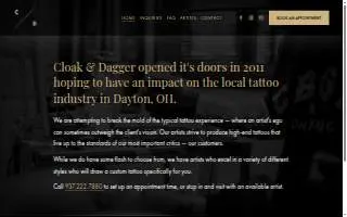 Cloak and Dagger Tattoo Studio website