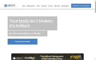 Ability Chiropractic of Dublin website