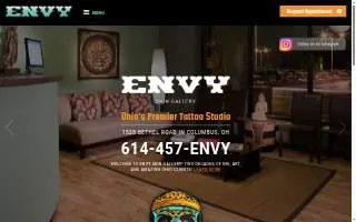 Envy Skin Gallery Tattoo Studio website