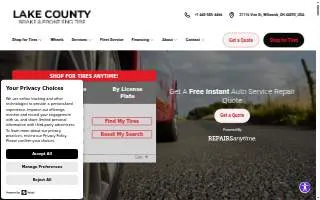 Lake County Brake & Front End Tire Pros website