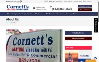 Cornett's Heating and Air Conditioning website