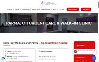 Health Express Urgent Care of Parma website