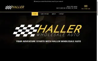 Haller Wholesale Auto website