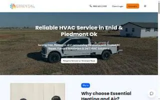 Essential Heating and Air of Enid website