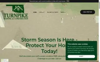 Turnpike Roofing and Construction website