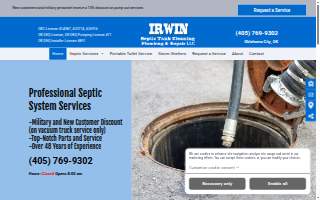 Irwin's Septic Tank Cleaning, Plumbing and Repair of Moore