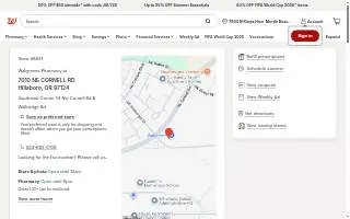 Walgreens Pharmacy of Hillsboro website