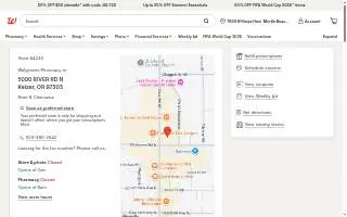 Walgreens Pharmacy of Keizer website