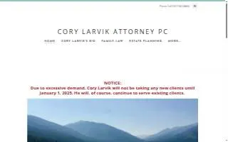Cory Larvik Attorney PC website