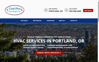 Cost Plus Heating & Air website