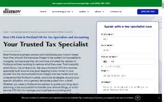 Dimov Tax Specialists of Portland website