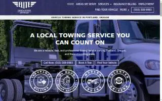 Elite Towing & Recovery of Portland website