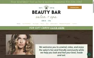 Beauty Bar Salon + Spa website