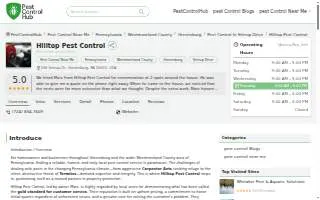 Hilltop Pest Control website