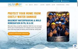 Shelter Dry Basement Waterproofing, LLC. website