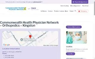 Commonwealth Health Physician Network - Orthopedics - Kingston website