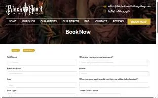 Black Heart Tattoo & Gallery website