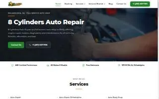8 Cylinders Auto Repair website