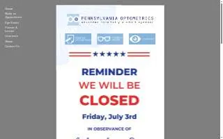 Pennsylvania Optometrics website