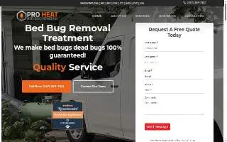Pro Heat Bed Bug Removal website
