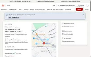 Walgreens Pharmacy of West Chester website