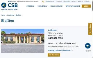 Coastal States Bank of Bluffton website
