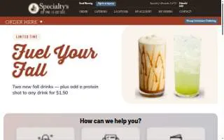 Specialty Catering website
