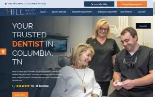 Hill Family Dental of Columbia website