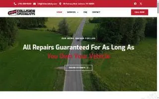 Collision Specialists of Jackson website
