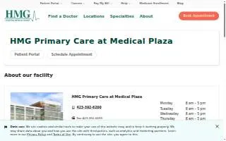 HMG Primary Care at Medical Plaza website