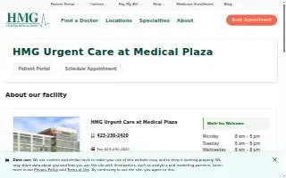 HMG Urgent Care at Medical Plaza website