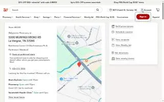 Walgreens Pharmacy of La Vergne website