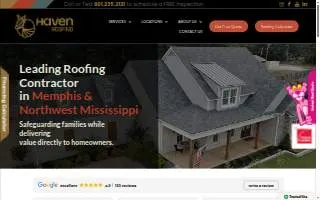 Haven Roofing and Exteriors website