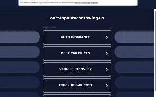 "One Stop Auto and Towing" website