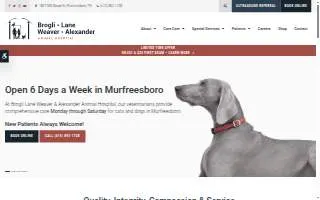 Brogli Lane Weaver & Alexander Animal Hospital website