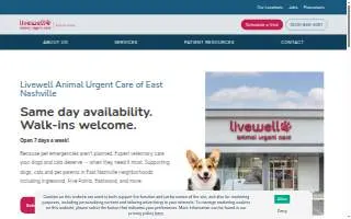 Livewell Animal Urgent Care of East Nashville website